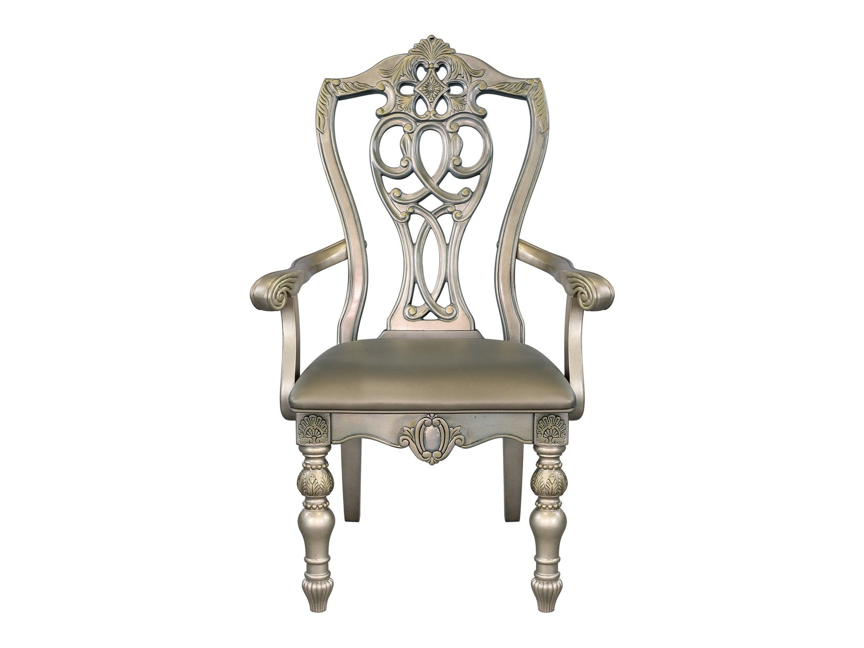 Catalonia Platinum Gold Dining Arm Chair (Set of 2) - Ornate Home
