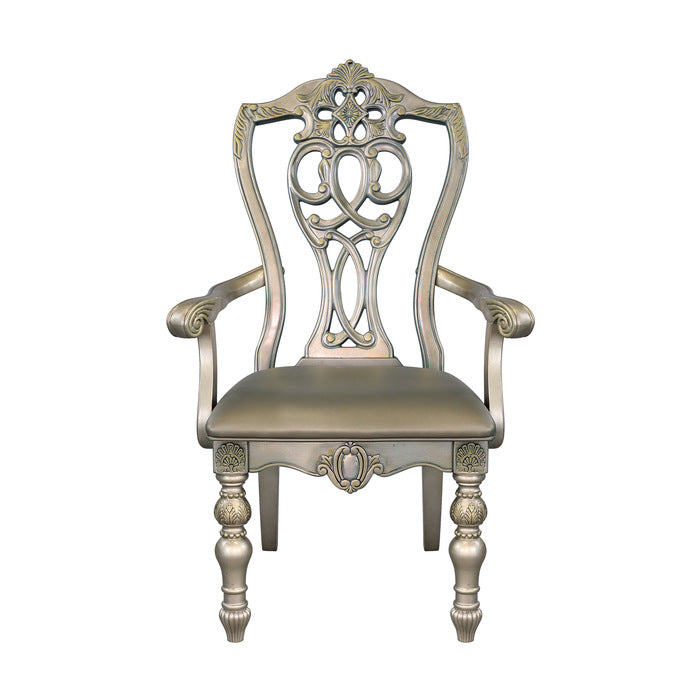 Catalonia Platinum Gold Dining Arm Chair (Set of 2) - Ornate Home