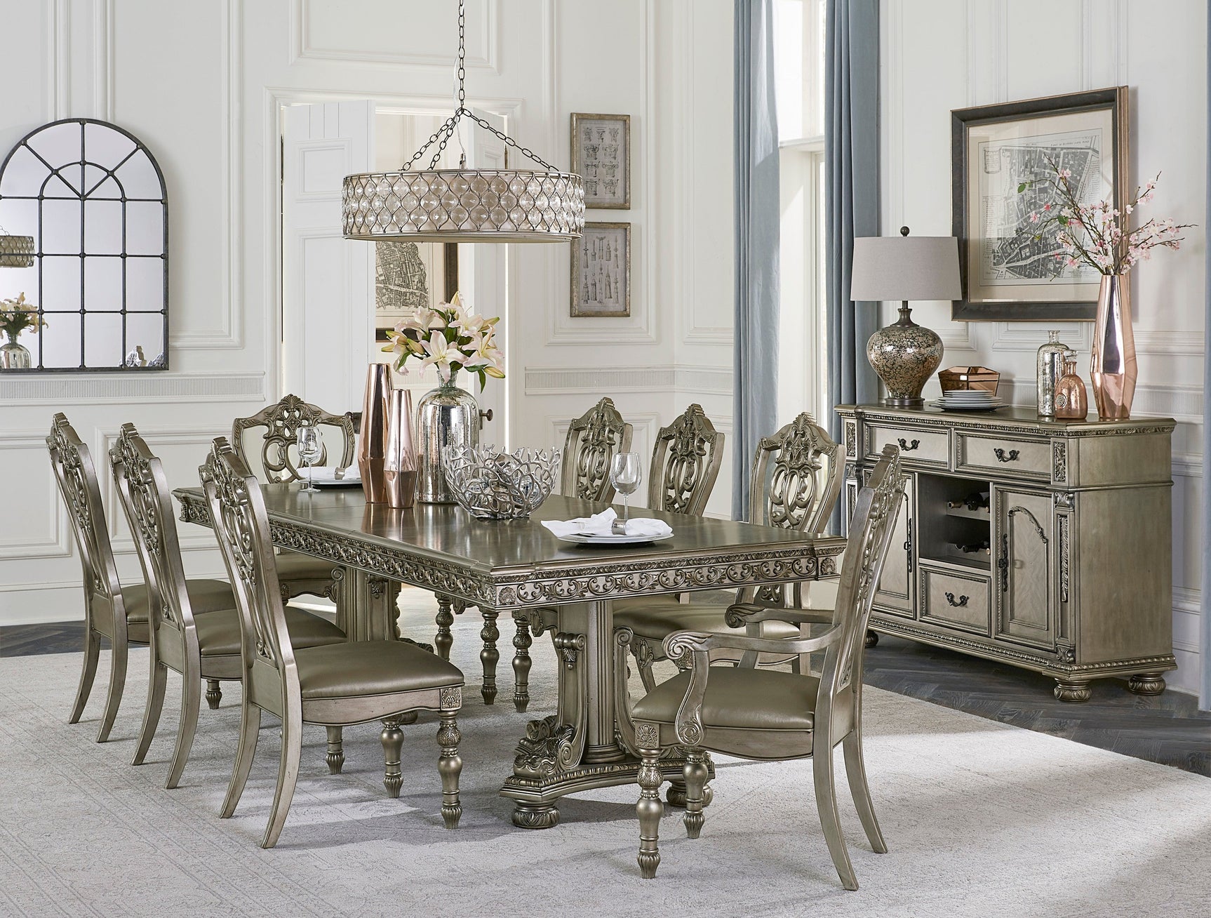Catalonia Platinum Gold Dining Table - Ornate Home
