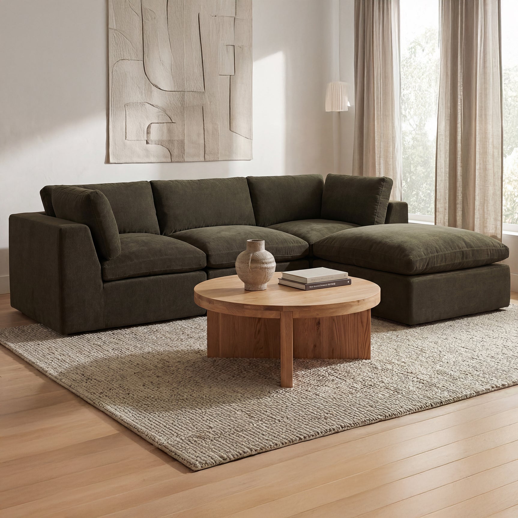 Cates Dark Green Lounge Modular Sectional - Ornate Home