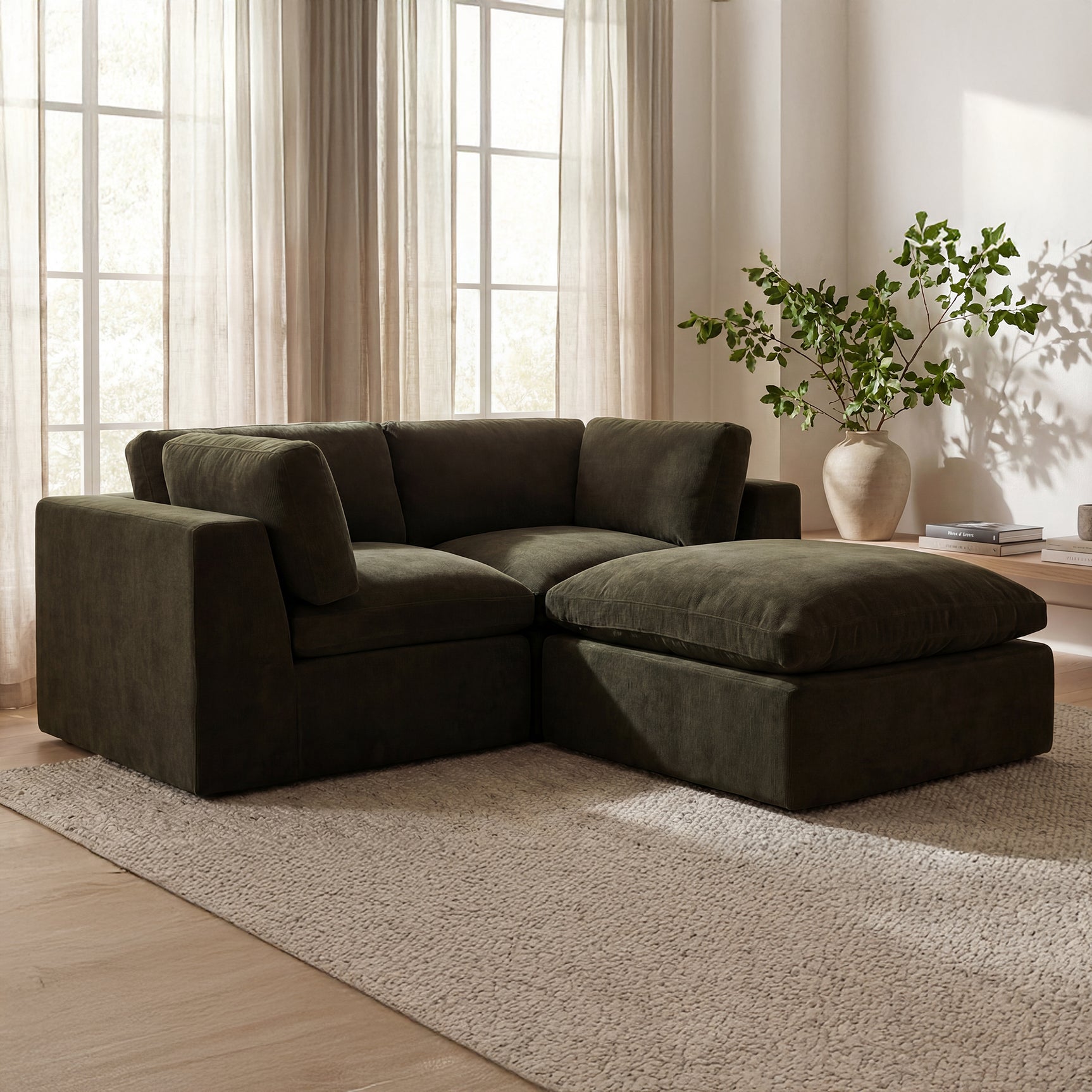 Cates Dark Green Ottoman - Ornate Home