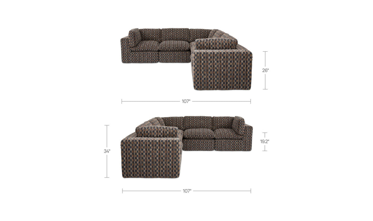 Cates Navy Brown Classic L Modular Sectional - Ornate Home