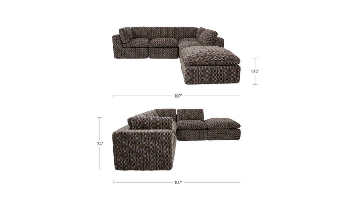 Cates Navy Brown Dream Modular Sectional - Ornate Home