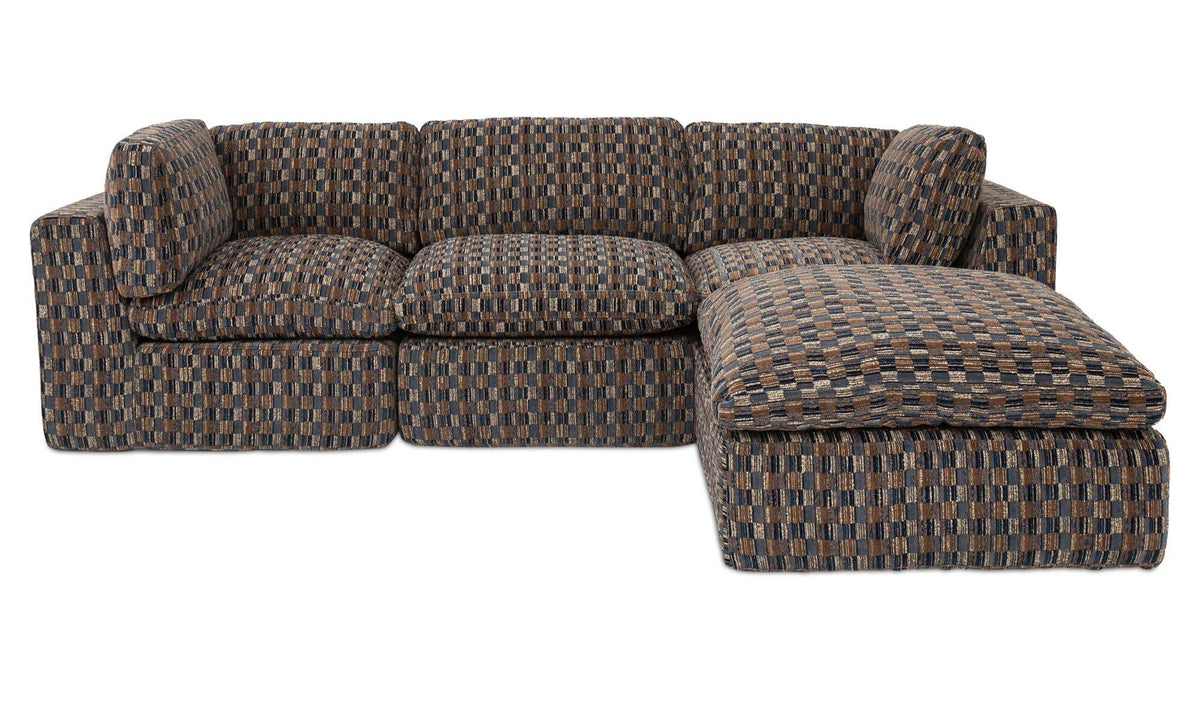 Cates Navy Brown Lounge Modular Sectional - Ornate Home