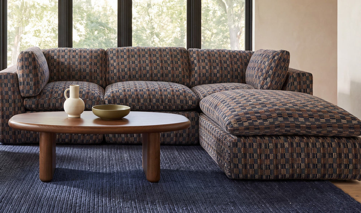 Cates Navy Brown Lounge Modular Sectional - Ornate Home