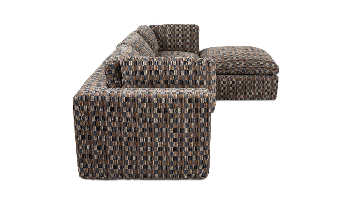 Cates Navy Brown Lounge Modular Sectional - Ornate Home