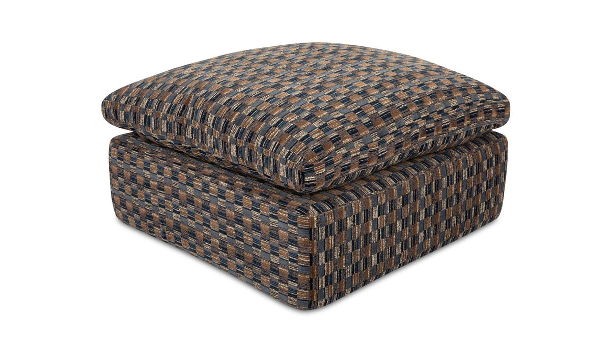 Cates Navy Brown Ottoman - Ornate Home