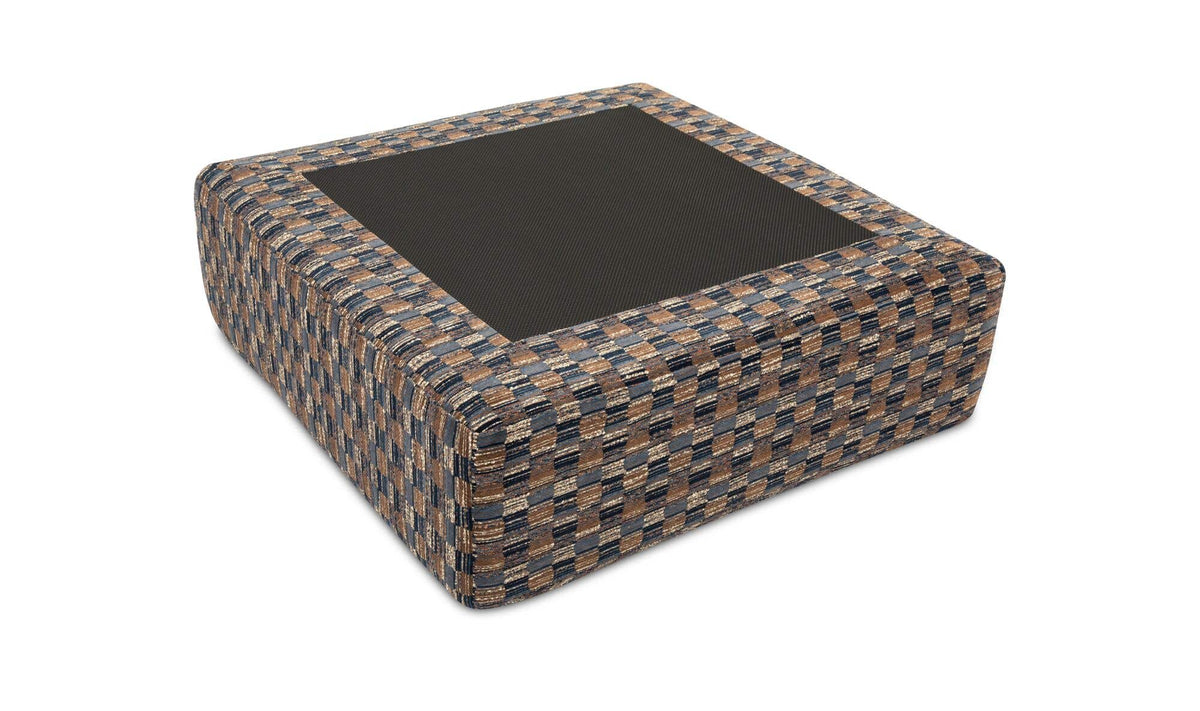 Cates Navy Brown Ottoman - Ornate Home