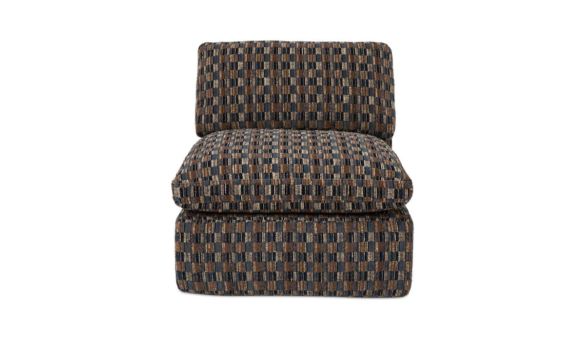 Cates Navy Brown Slipper Chair - Ornate Home