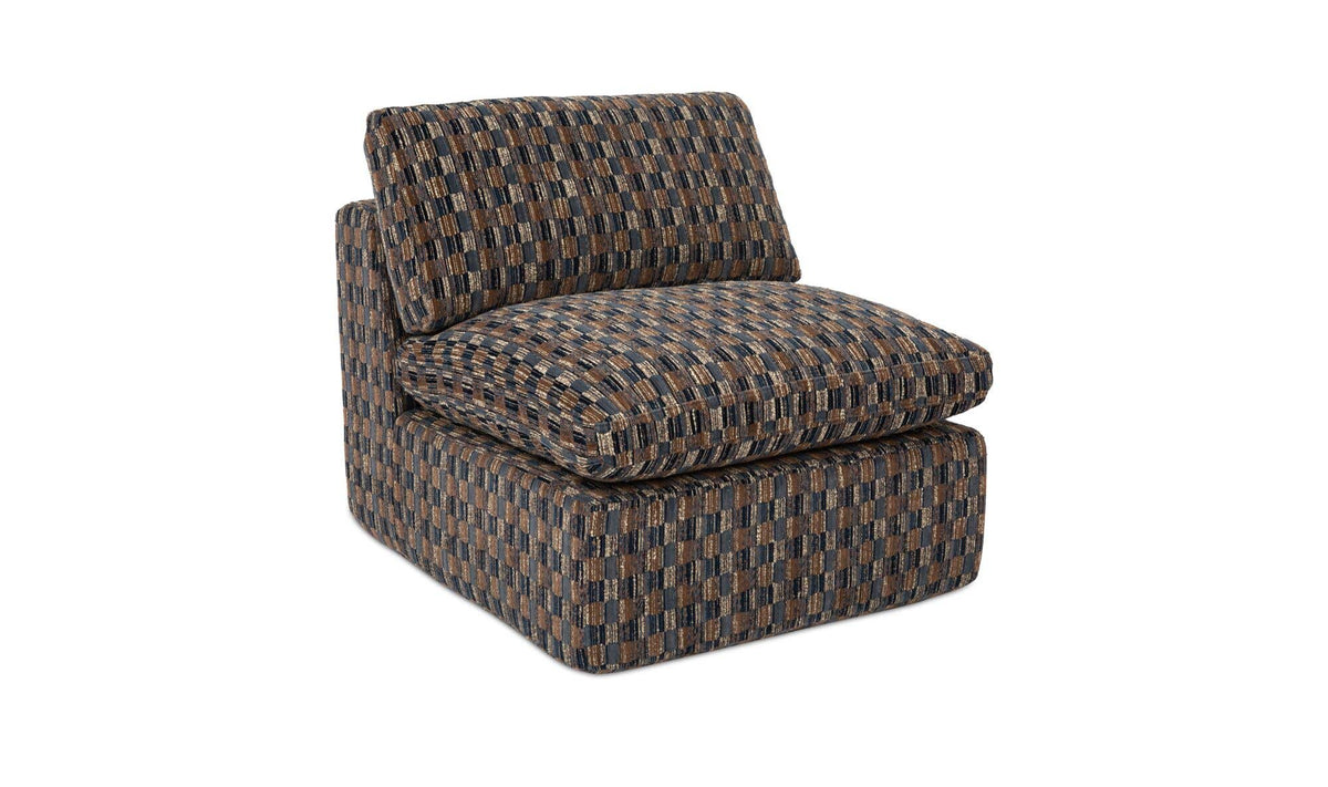Cates Navy Brown Slipper Chair - Ornate Home