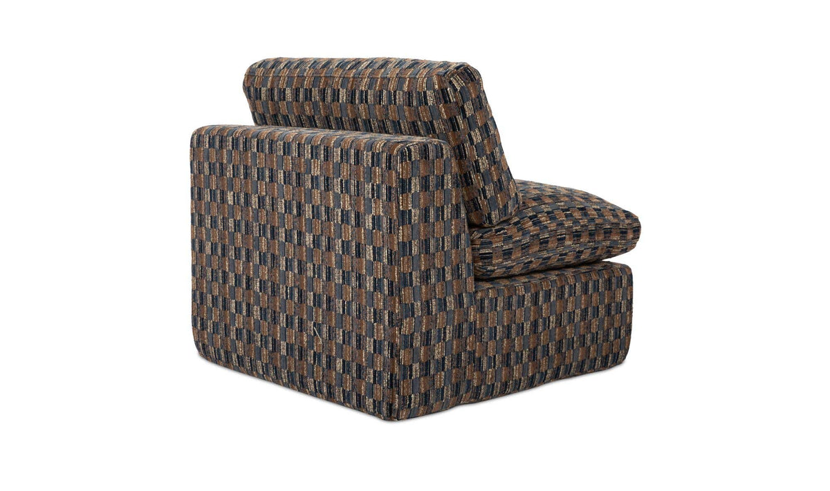 Cates Navy Brown Slipper Chair - Ornate Home