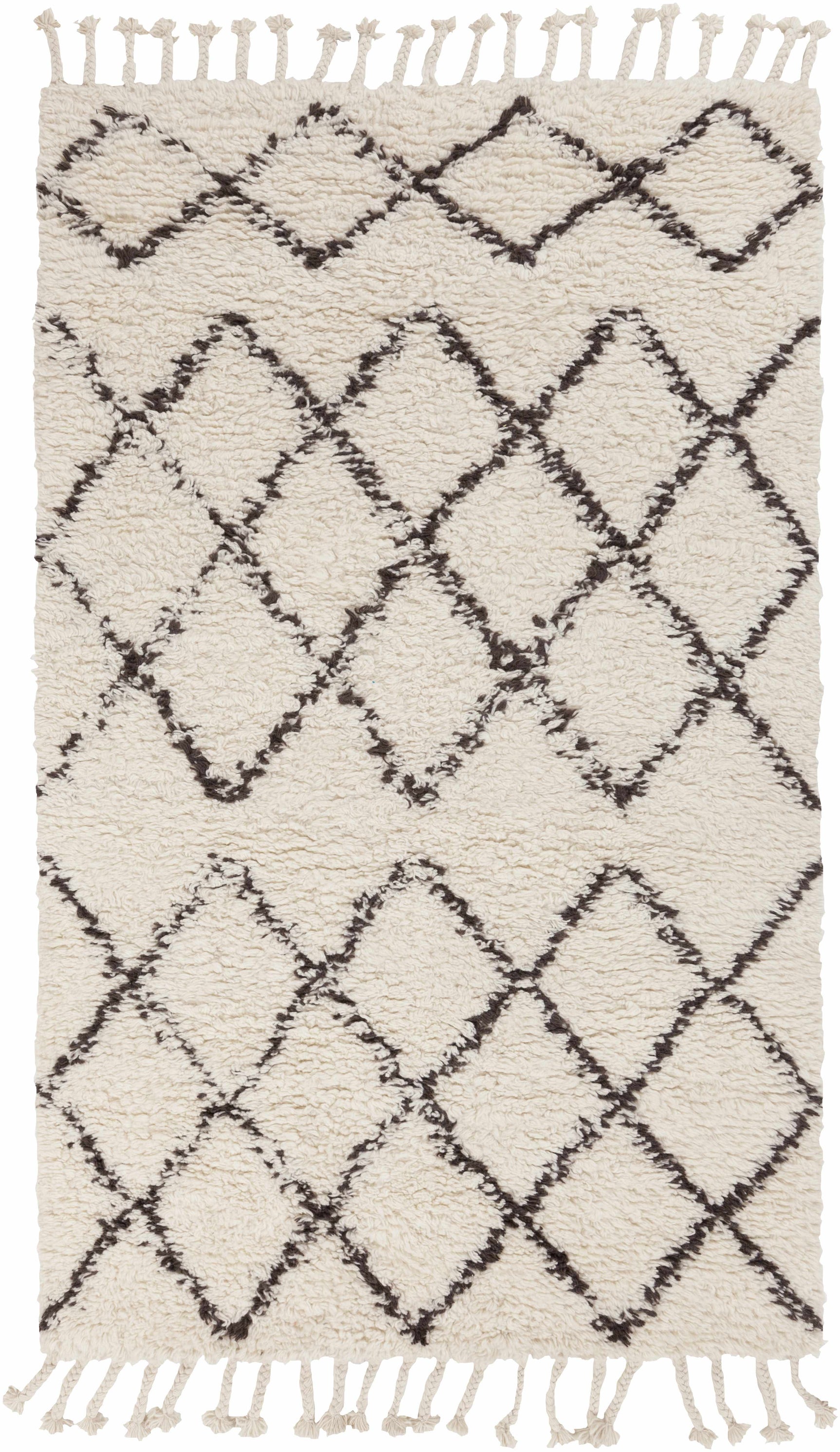 Catoosa White/Black Trellis Wool Rug - Clearance - Ornate Home