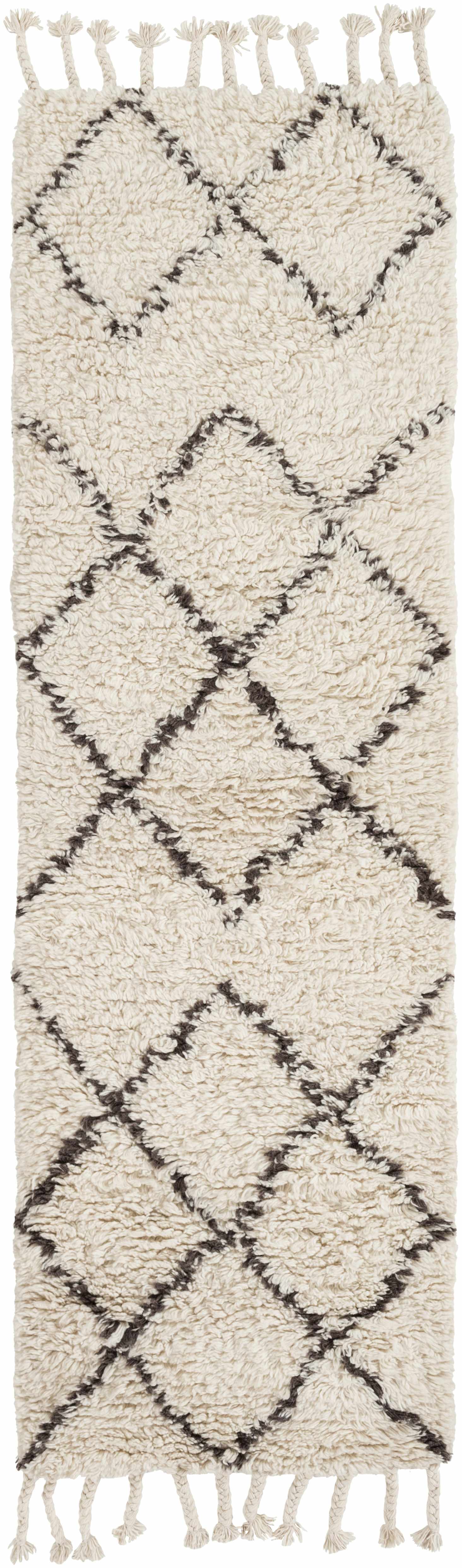 Catoosa White/Black Trellis Wool Rug - Clearance - Ornate Home