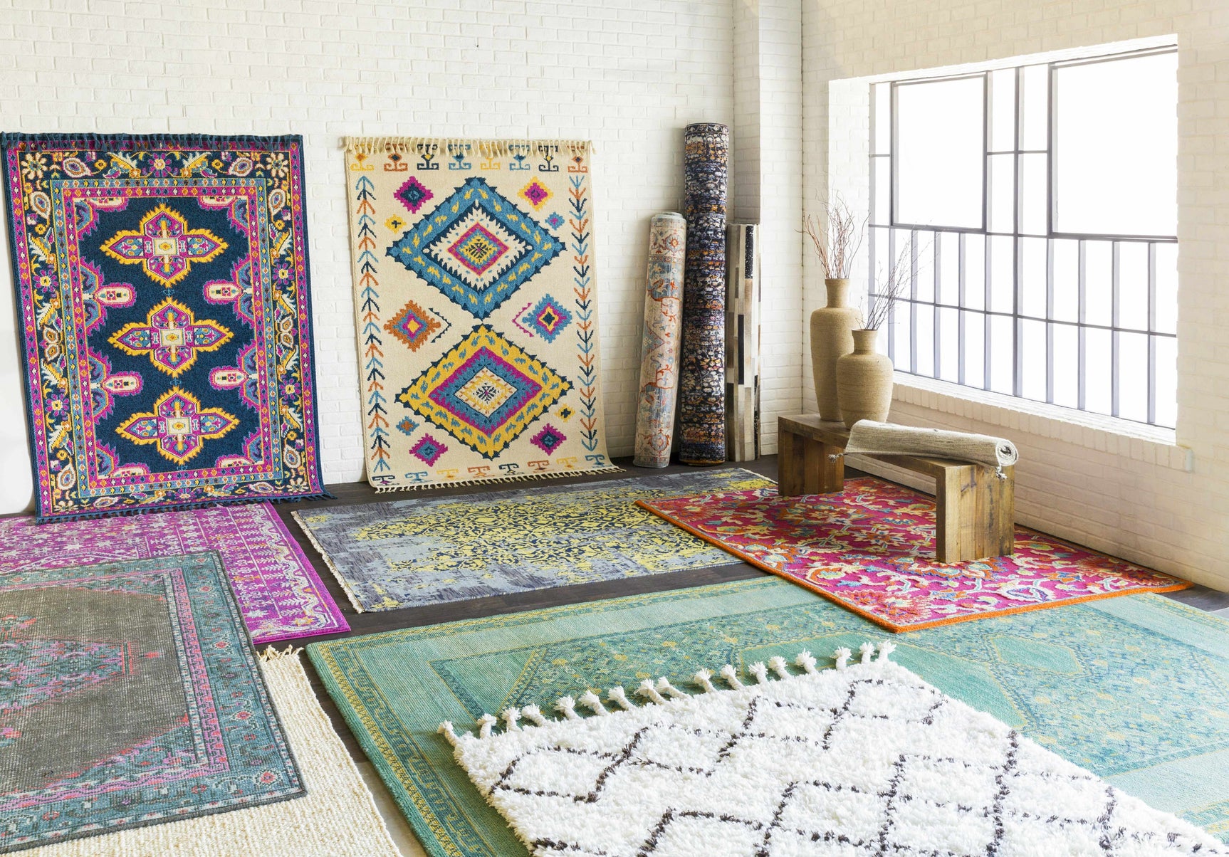 Catoosa White/Black Trellis Wool Rug - Clearance - Ornate Home
