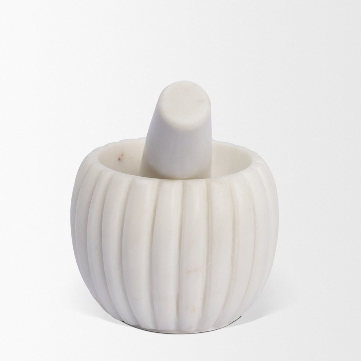 Cava White Ribbed Marble Mortar & Pestle - Ornate Home