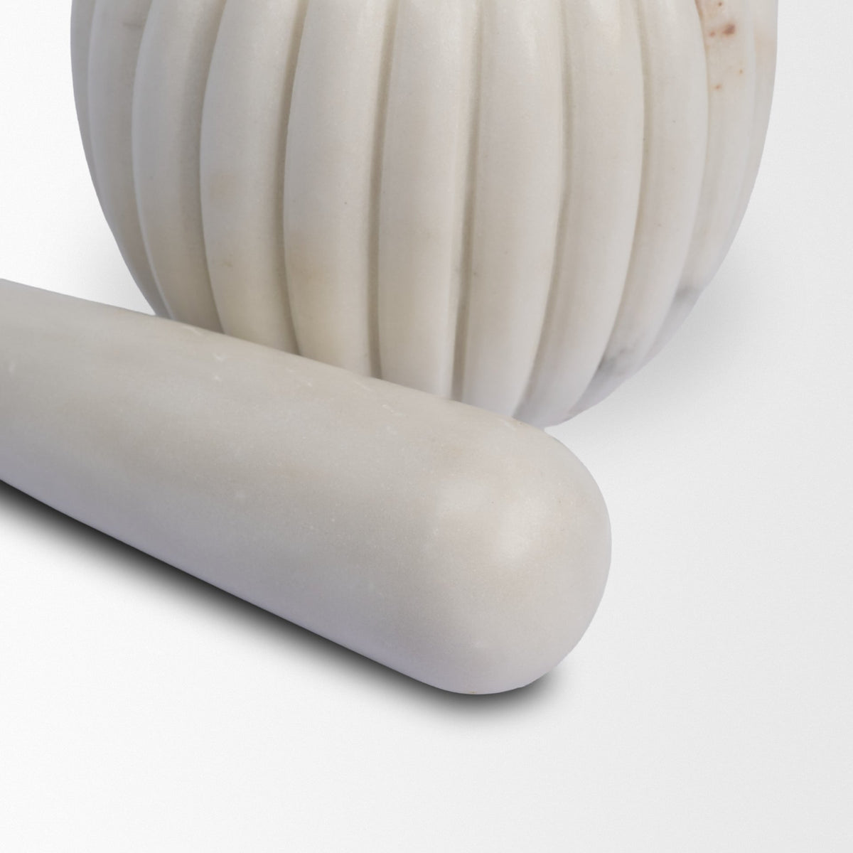 Cava White Ribbed Marble Mortar & Pestle - Ornate Home