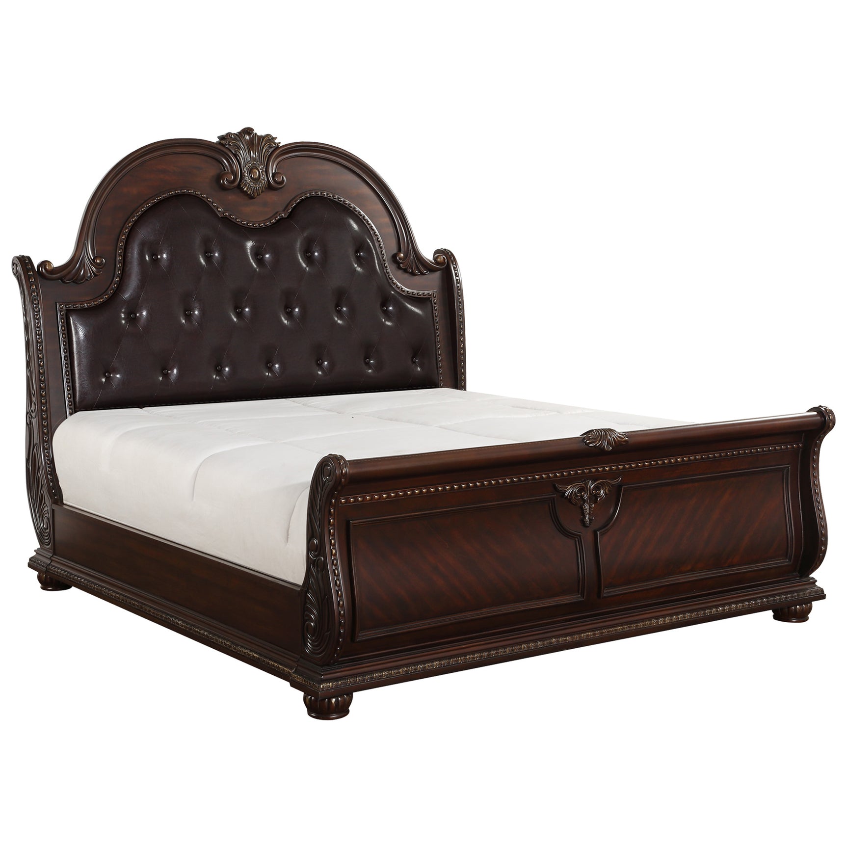 Cavalier Dark Cherry/Brown 4-piece Queen Bedroom Set - Ornate Home