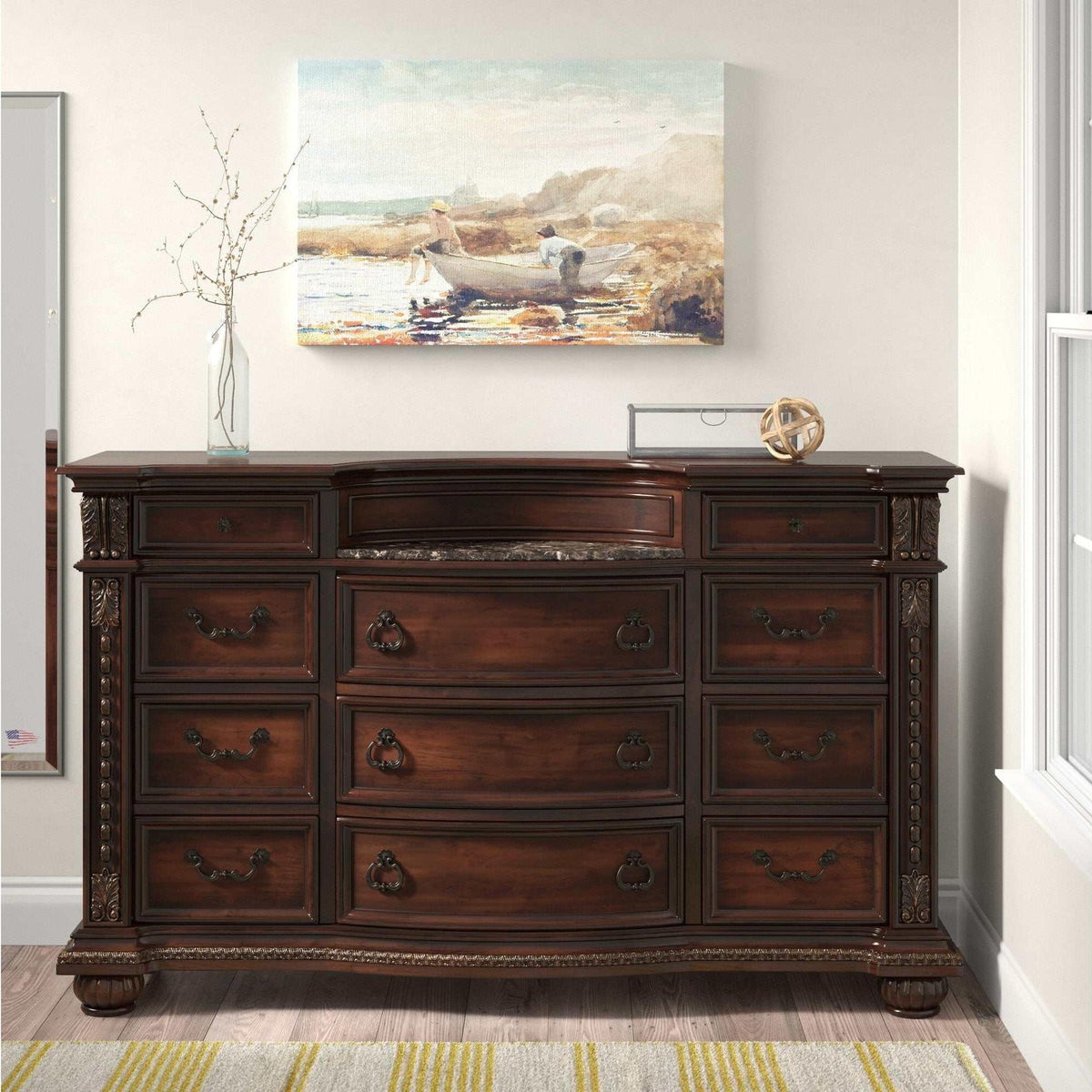 cherry dresser wood Homelegance Cavalier Dark Cherry Dresser