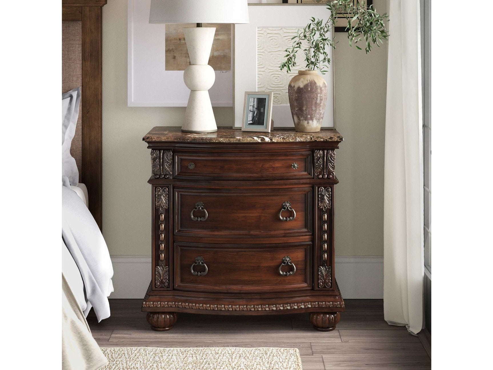 Cavalier Dark Cherry Nightstand - Ornate Home