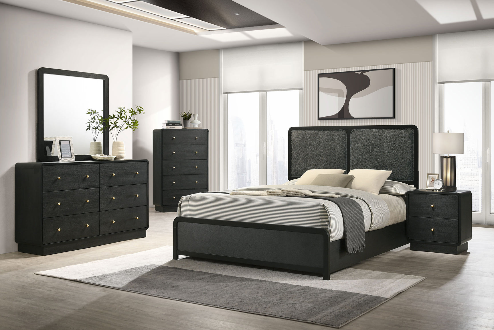 Cavelle Black 5-piece Full Bedroom Set - Ornate Home