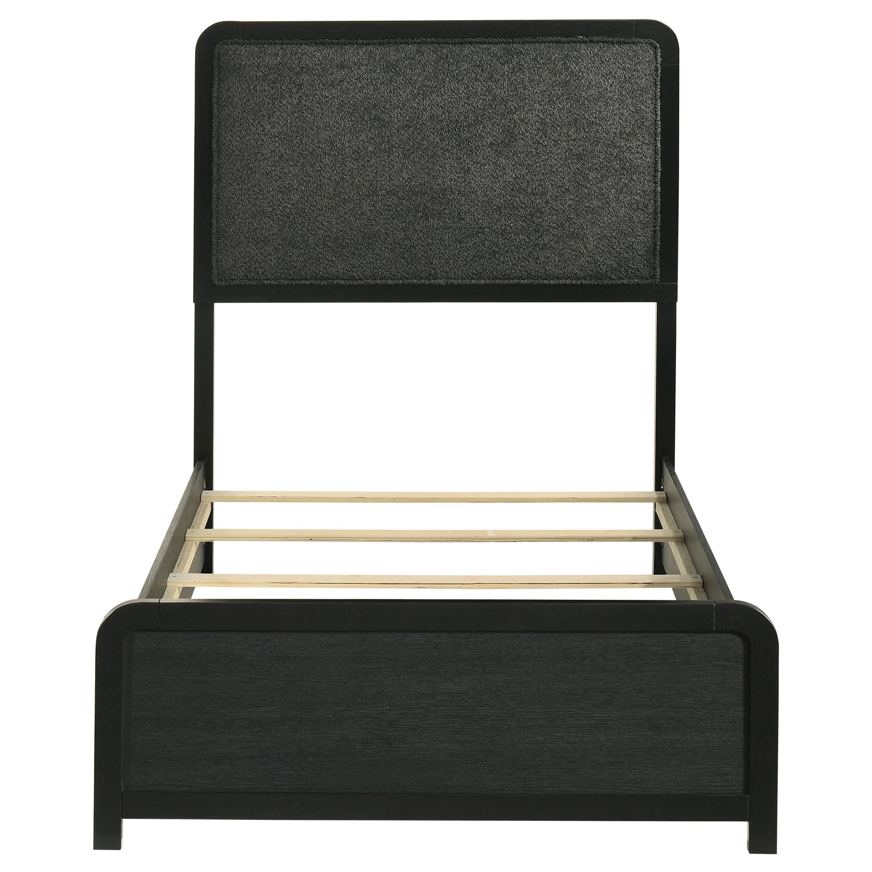 Cavelle Black 51-inch Upholstered Twin Panel Bed - Ornate Home