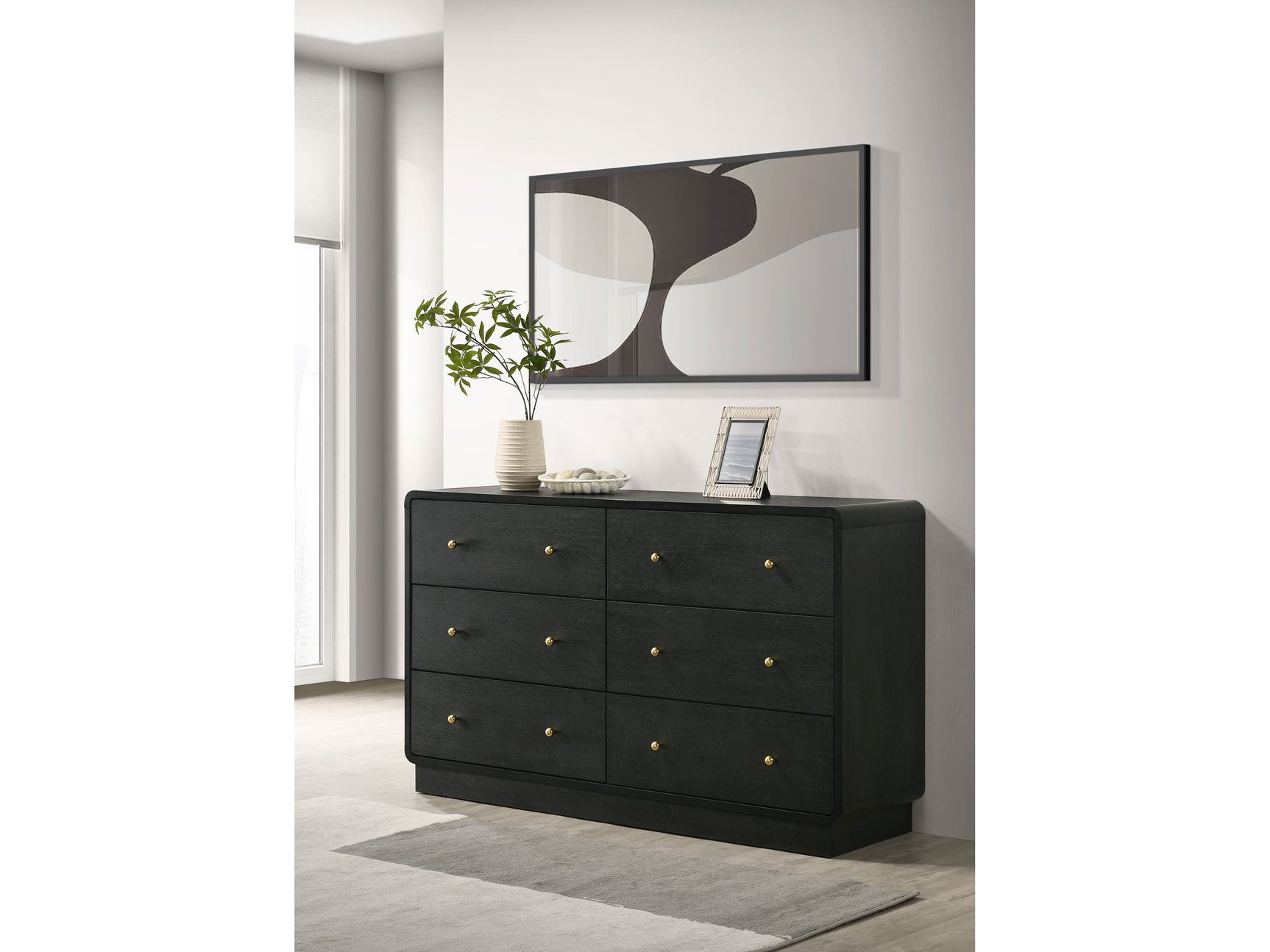 Cavelle Black 6-Drawer Dresser - Ornate Home