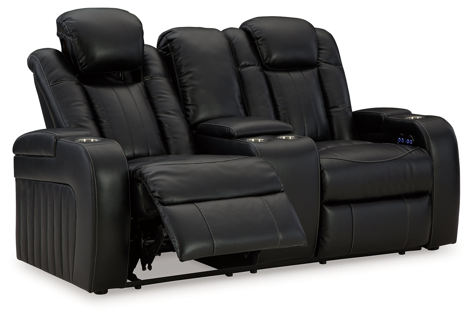 Caveman Den Midnight Power Reclining Loveseat with Console - Ornate Home