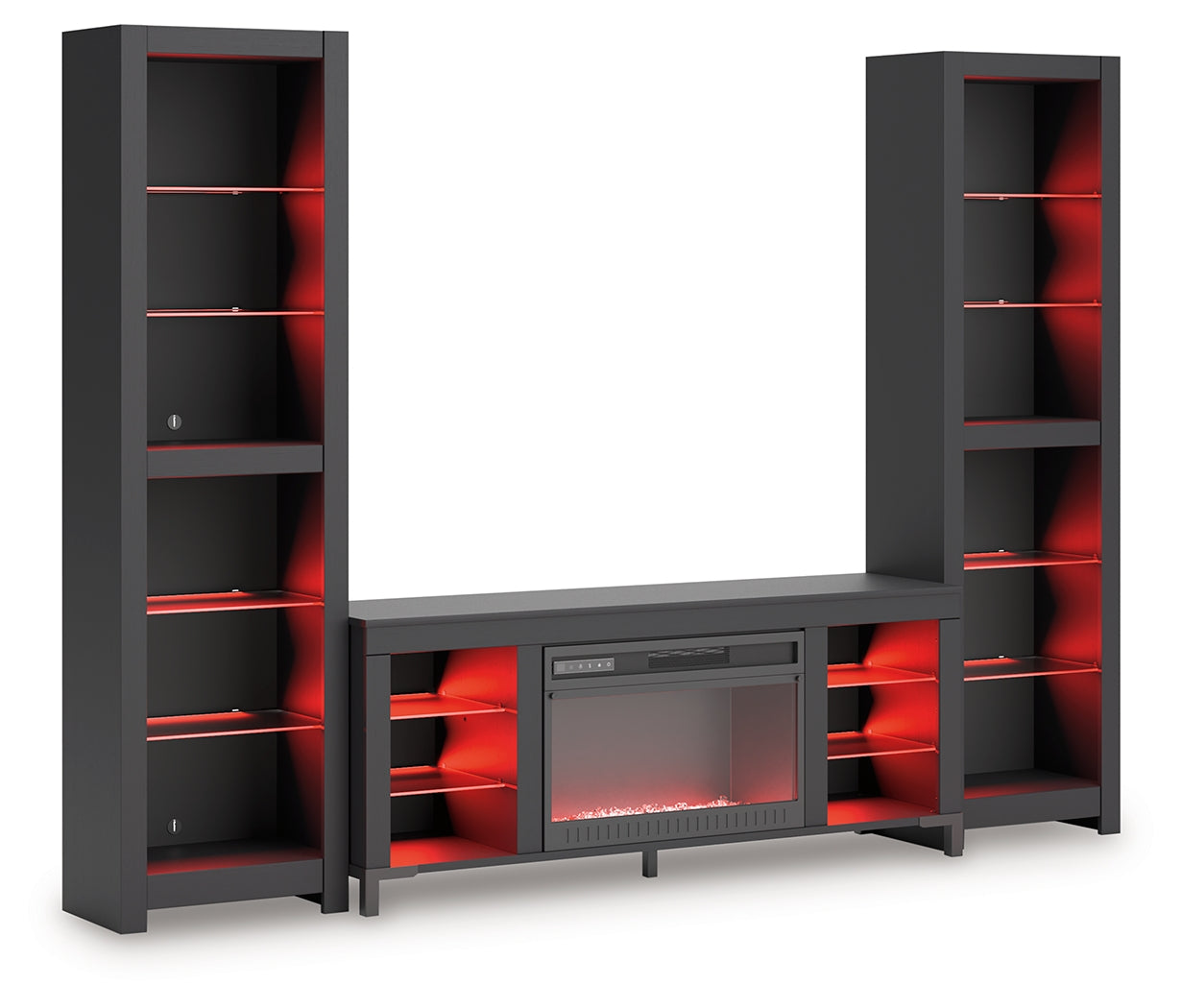 Cayberry Black 3-Piece Entertainment Center w/Electric Fireplace (Online Special Price) - Ornate Home