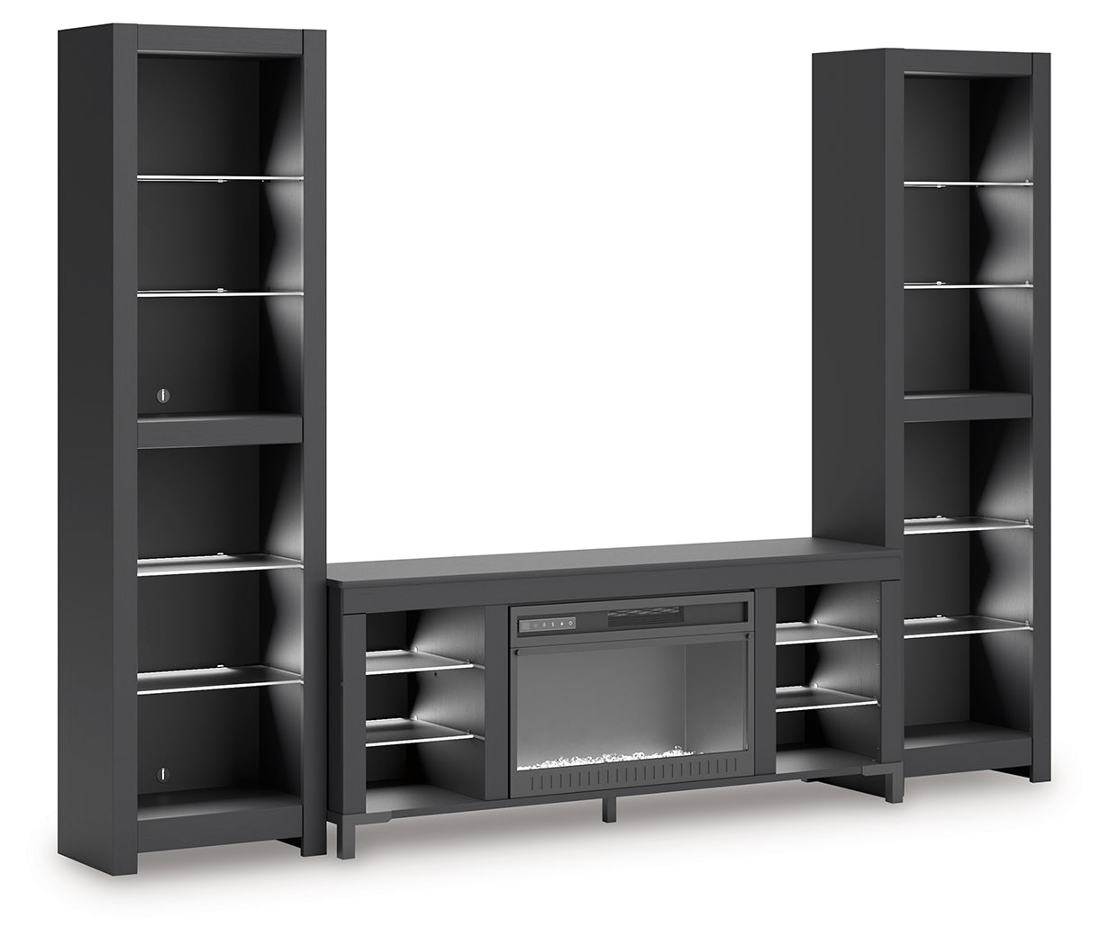 Cayberry Black 3-Piece Entertainment Center w/Electric Fireplace (Online Special Price) - Ornate Home