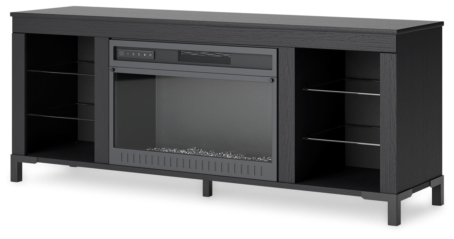 Cayberry Black 60" TV Stand with Electric Fireplace (Online Special Price) - Ornate Home