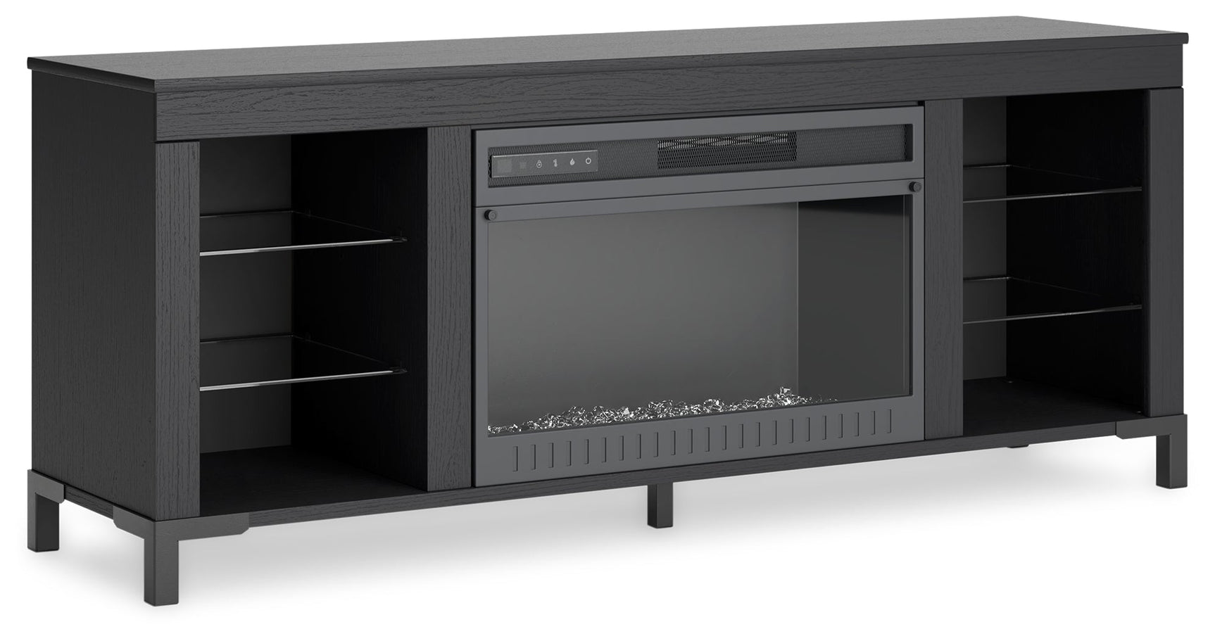 Cayberry Black 60" TV Stand with Electric Fireplace (Online Special Price) - Ornate Home