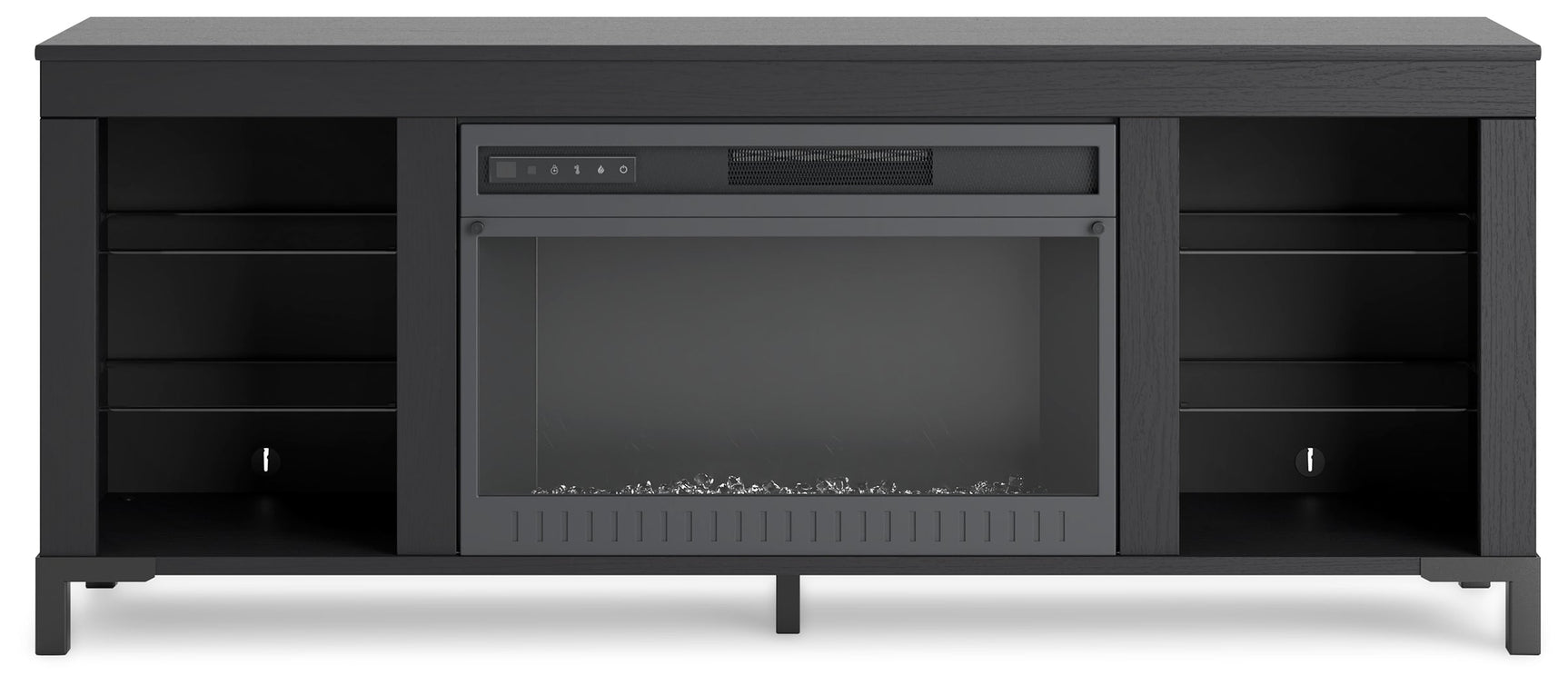 Cayberry Black 60" TV Stand with Electric Fireplace - Ornate Home