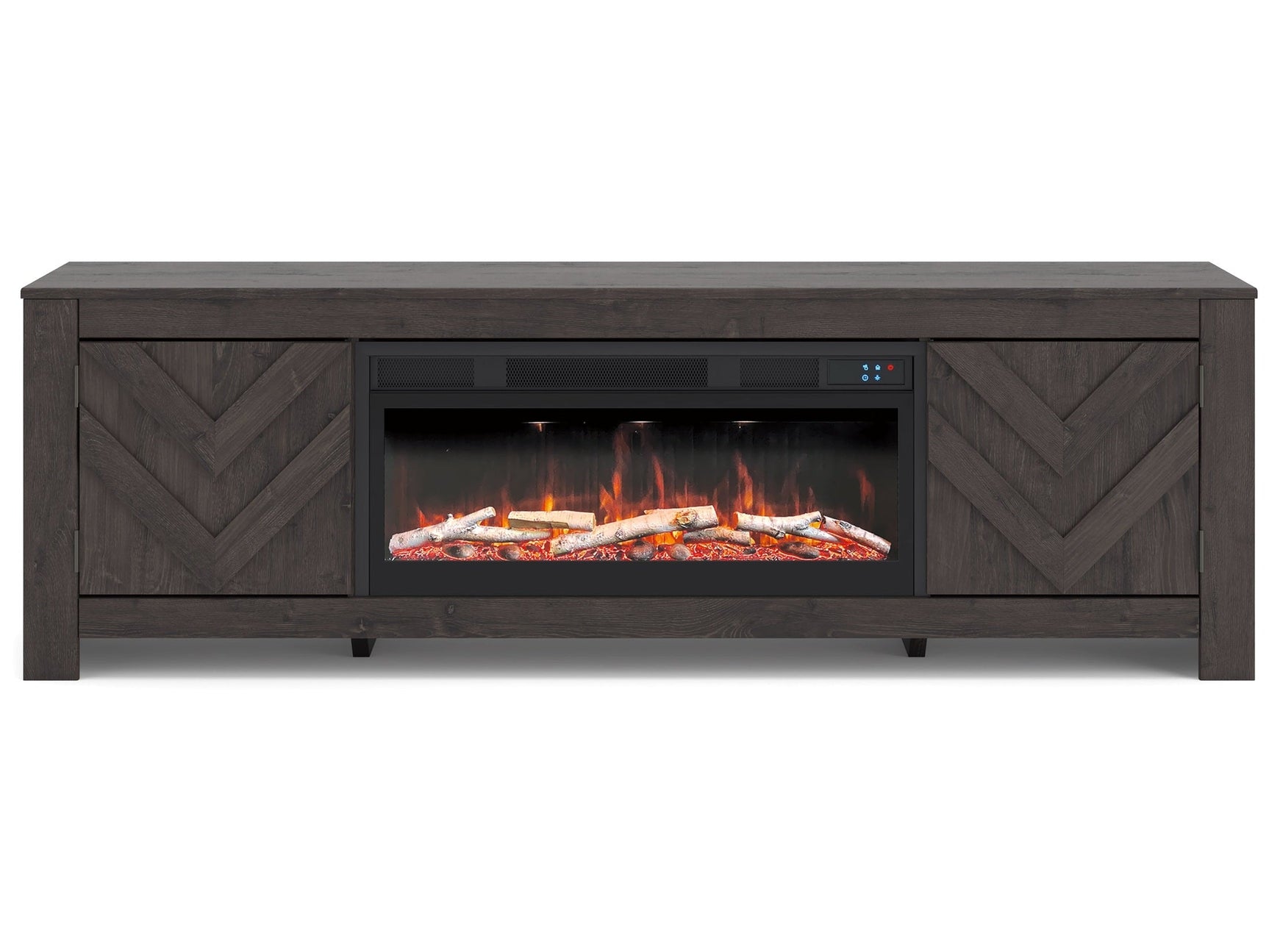 Cayboni Black 71" TV Stand with Electric Fireplace (Online Special Price) - Ornate Home