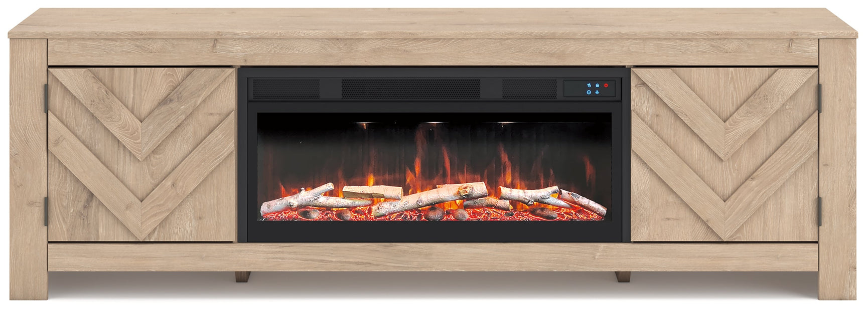 Cayboni Tan 71" TV Stand with Electric Fireplace (Online Special Price) - Ornate Home