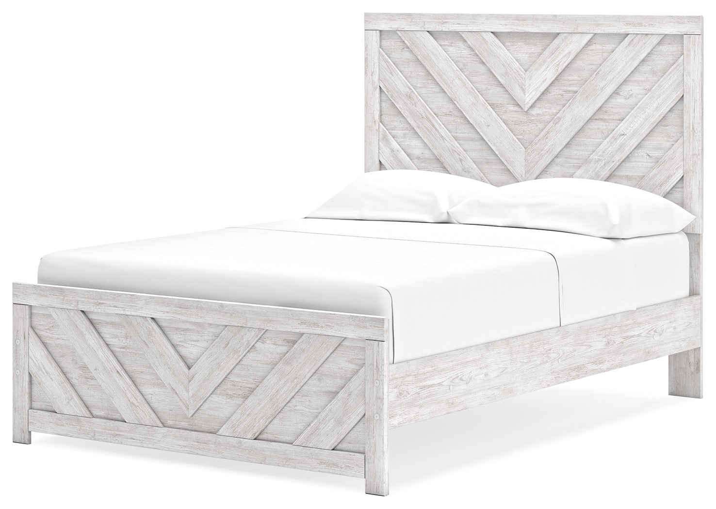 Cayboni Whitewash Full Panel Bed, Dresser and Nightstand - Ornate Home