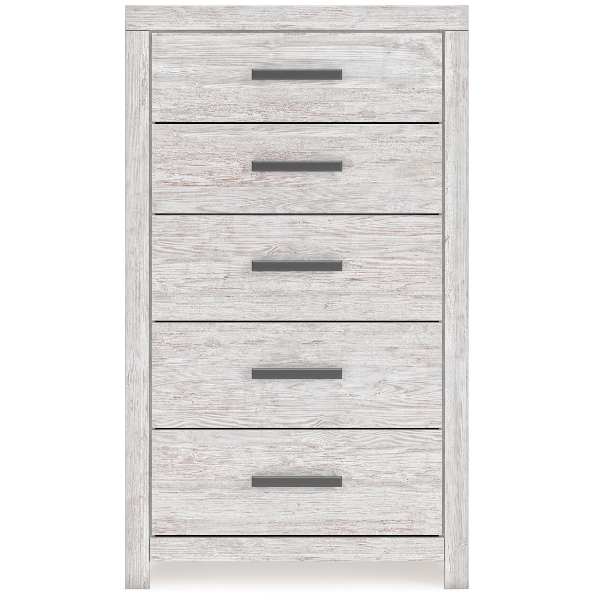Cayboni Whitewash Full Panel Bedroom Set with Dresser, Mirror, Chest and Nightstand - Ornate Home