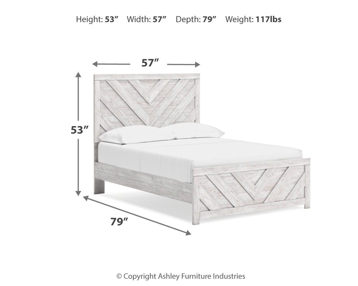 Cayboni Whitewash Full Panel Bedroom Set with Dresser, Mirror and Nightstand (Online Special Price) - Ornate Home