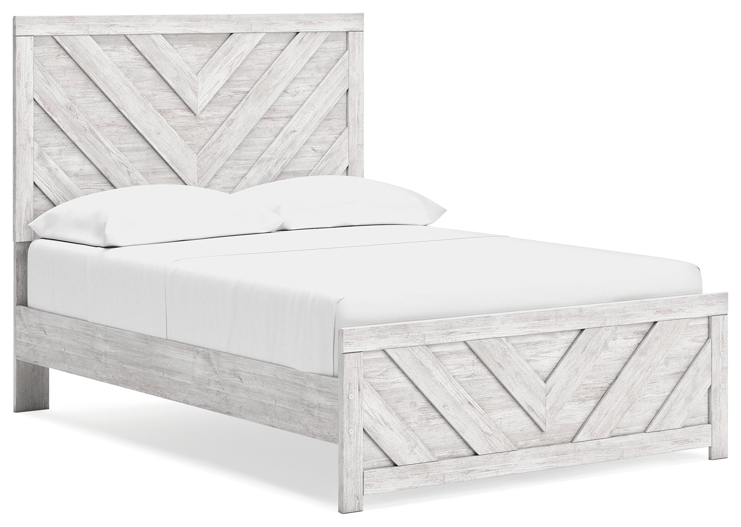 Cayboni Whitewash Full Panel Bedroom Set with Dresser, Mirror and Nightstand - Ornate Home