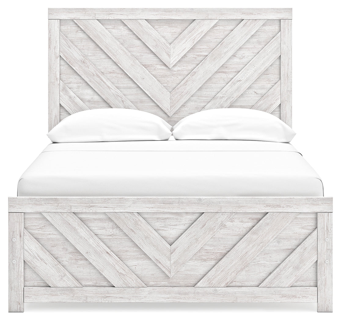 Cayboni Whitewash Full Panel Bedroom Set with Dresser and Mirror - Ornate Home