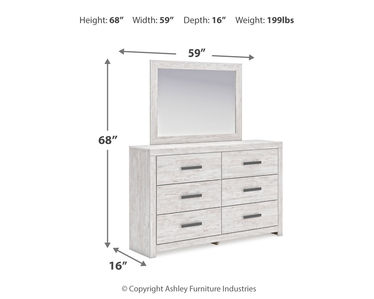 Cayboni Whitewash King Panel Bedroom Set with Dresser, Mirror, Chest and 2 Nightstands - Ornate Home
