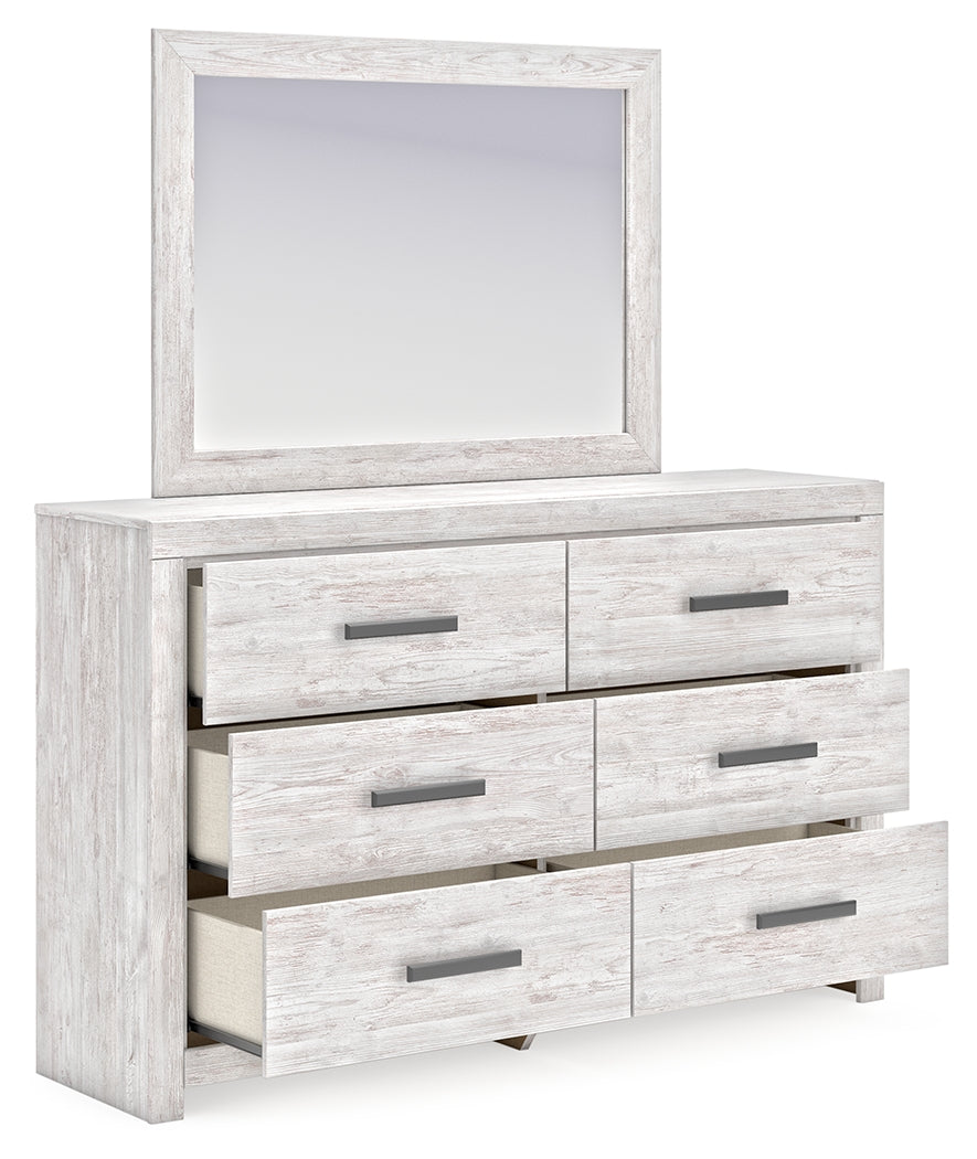 Cayboni Whitewash Queen Panel Bed, Dresser, Mirror, Chest and 2 Nightstands (Online Special Price) - Ornate Home