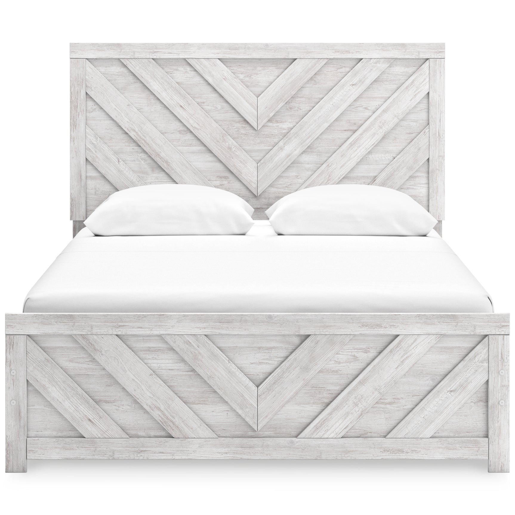 Cayboni Whitewash Queen Panel Bed & Dresser & Mirror & Nightstand - Ornate Home