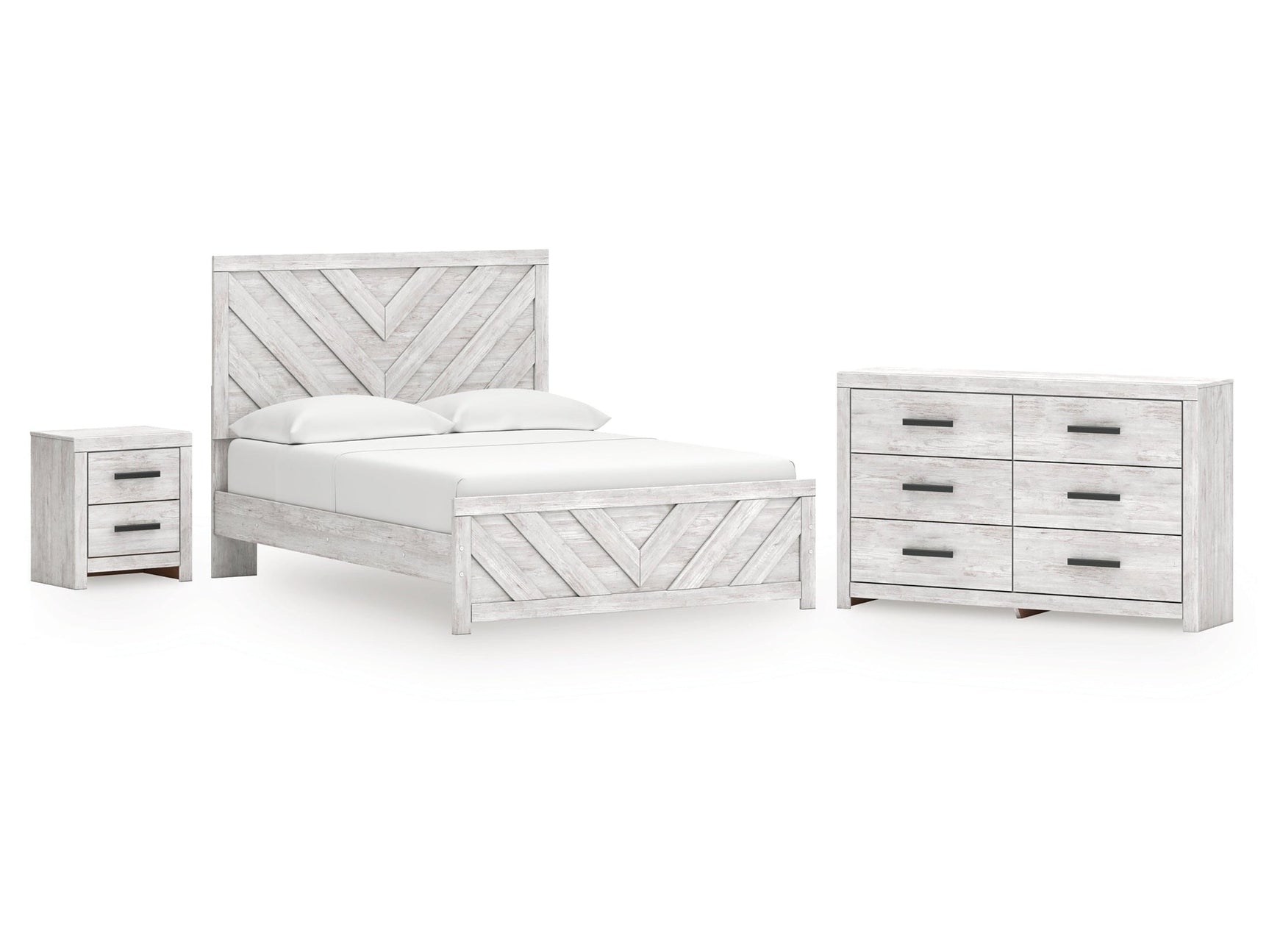 Cayboni Whitewash Queen Panel Bedroom Set with Dresser and Nightstand (Online Special Price) - Ornate Home