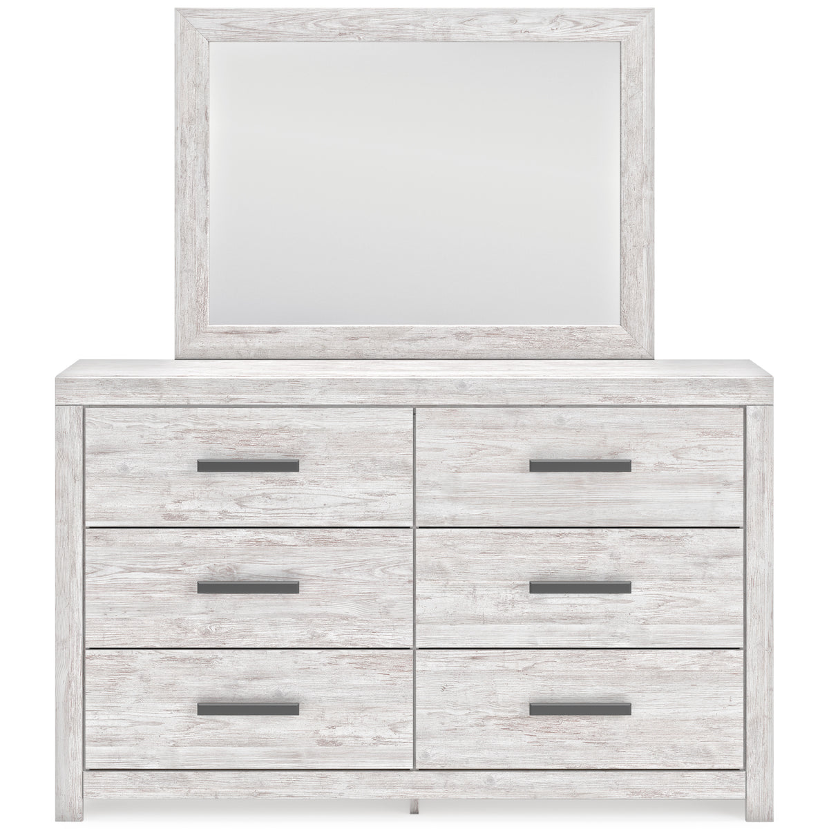 Cayboni Whitewash Twin Panel Bedroom Set with Dresser, Mirror and Nightstand - Ornate Home