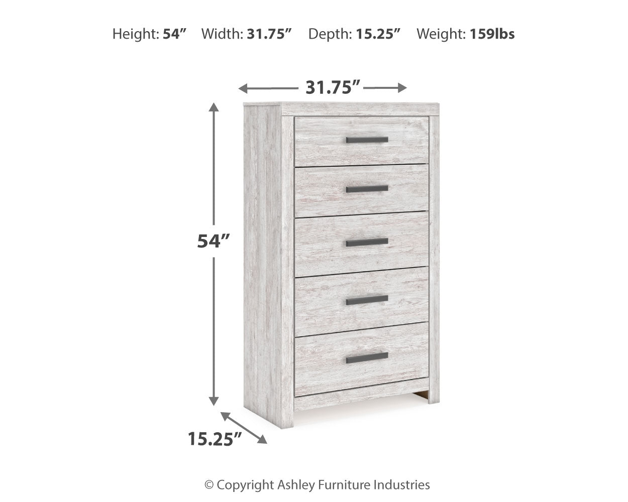 Cayboni Whitewash Twin Panel Bedroom Set with Dresser and Chest (Online Special Price) - Ornate Home