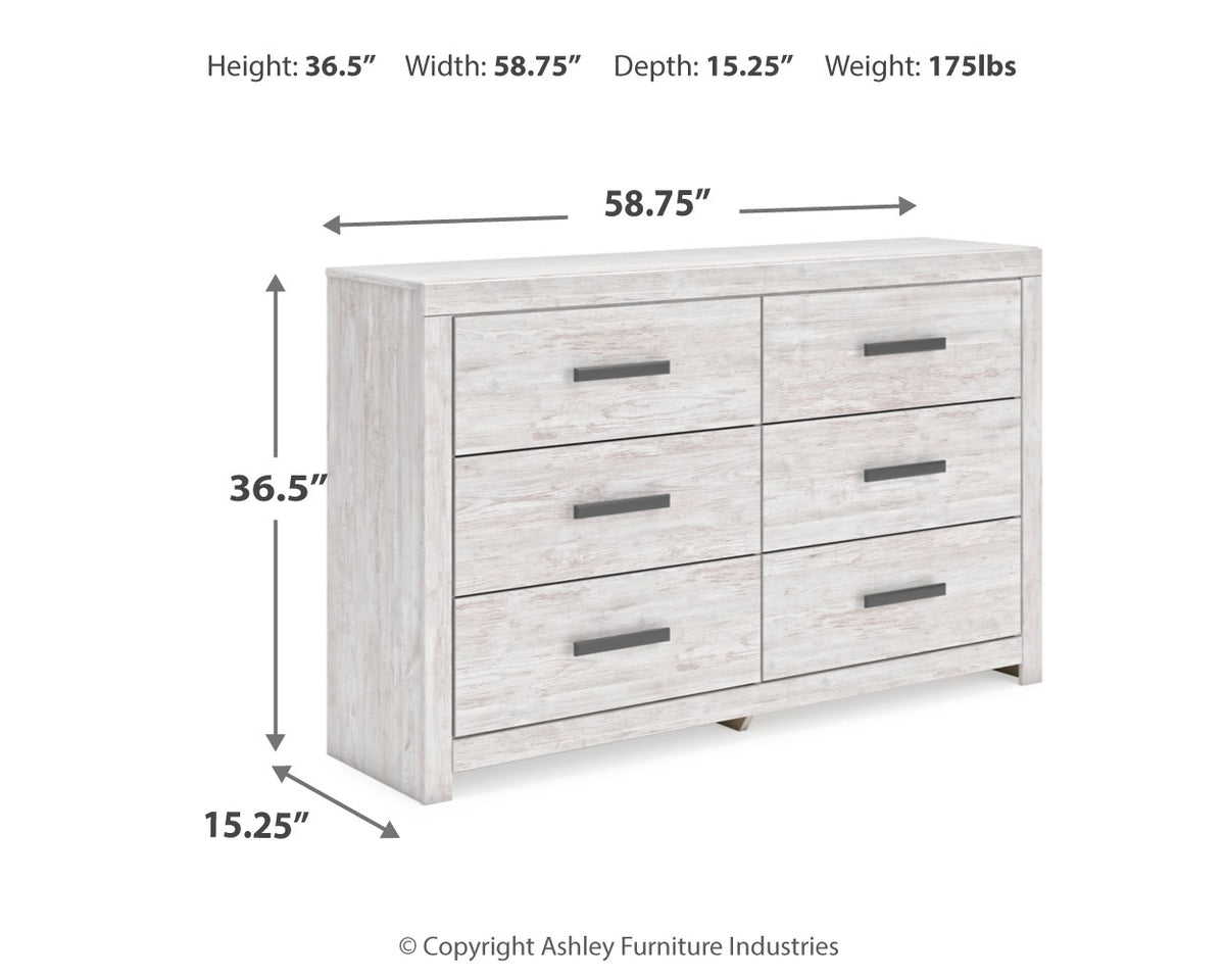 Cayboni Whitewash Twin Panel Bedroom Set with Dresser and Chest - Ornate Home