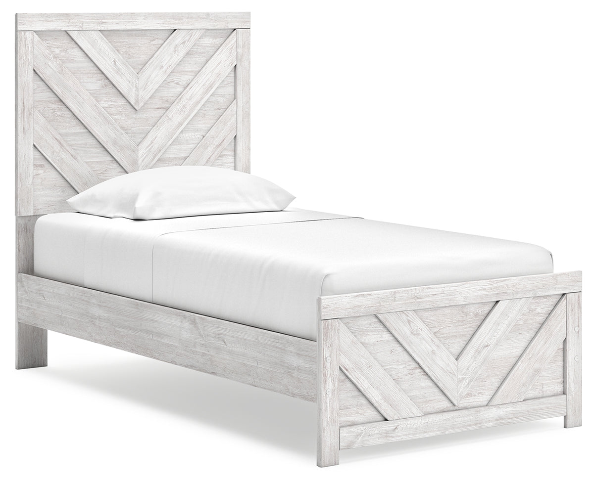 Cayboni Whitewash Twin Panel Bedroom Set with Dresser and Chest - Ornate Home