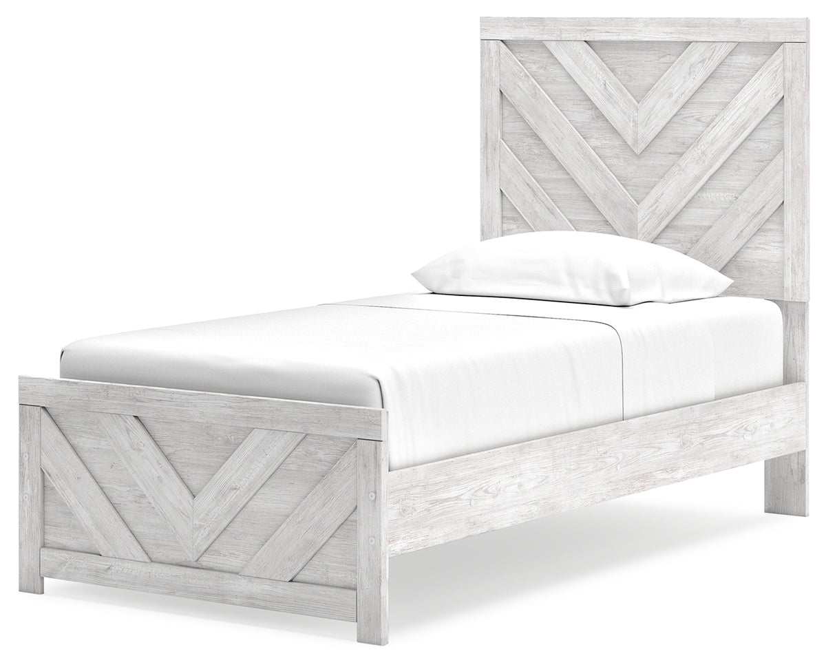 Cayboni Whitewash Twin Panel Bedroom Set with Dresser and Chest - Ornate Home