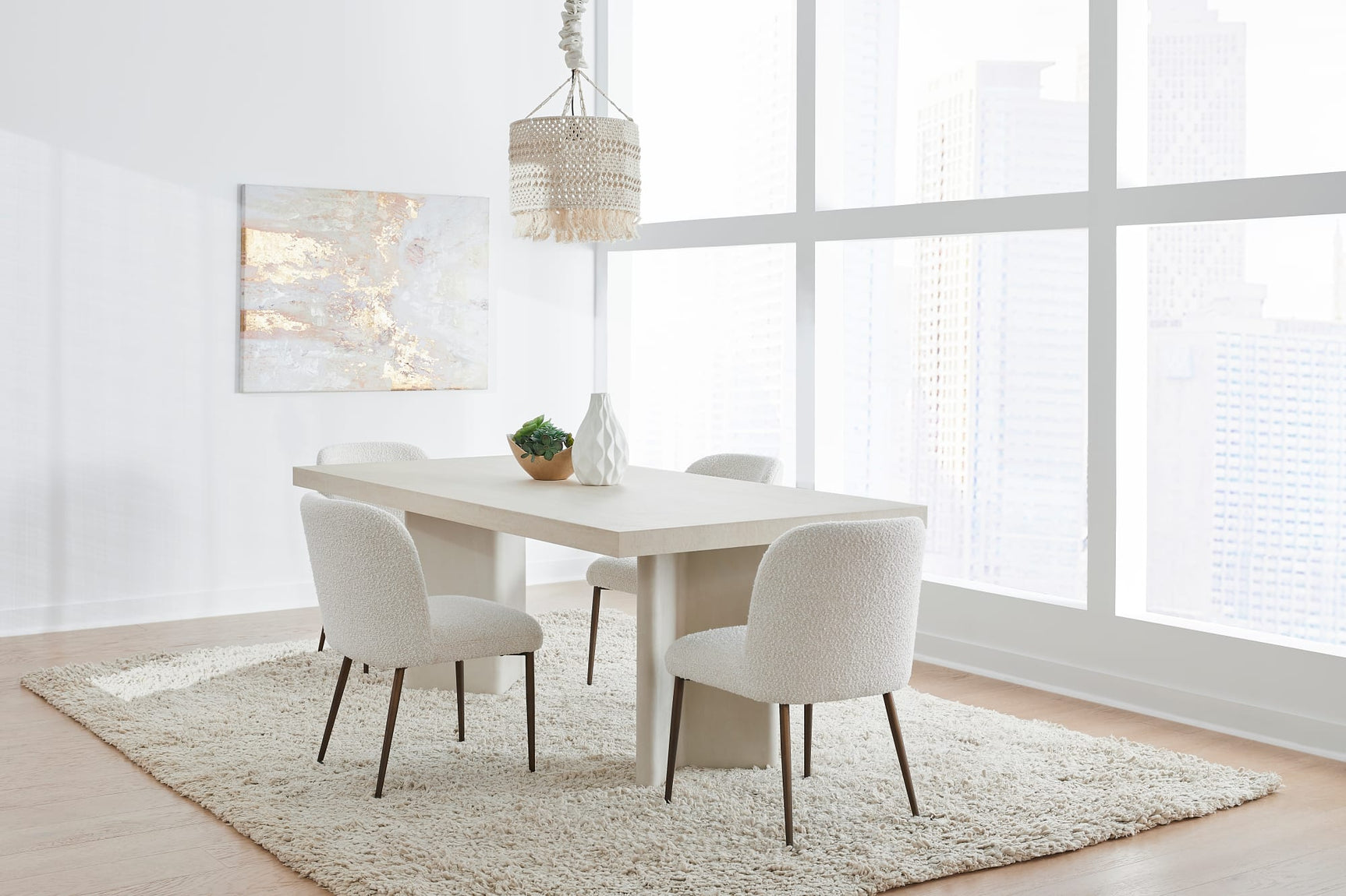 Caye Sintered Stone/Ivory Double Pedestal Dining Table - Ornate Home