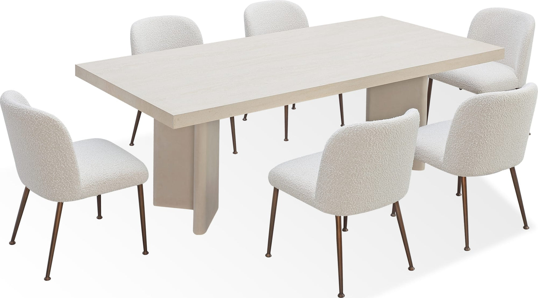 Caye Sintered Stone/Ivory Double Pedestal Dining Table - Ornate Home